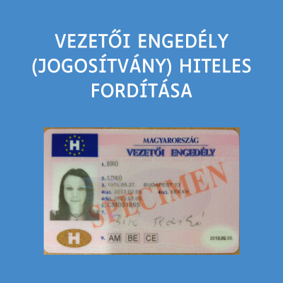 jogosítvány hiteles fordítása